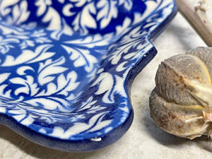 Damask Dish, Womens Jewelry Storage, Blue Ring Dish, Contemporary Trinket Tray, Porcelain Tray