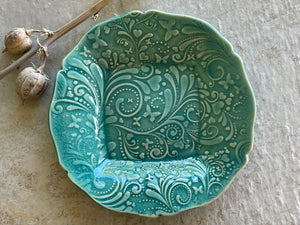 SECOND! Medium Turquoise Blue Plate, Catch All Plate, Decorative Dish