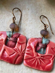 Handmade red earrings