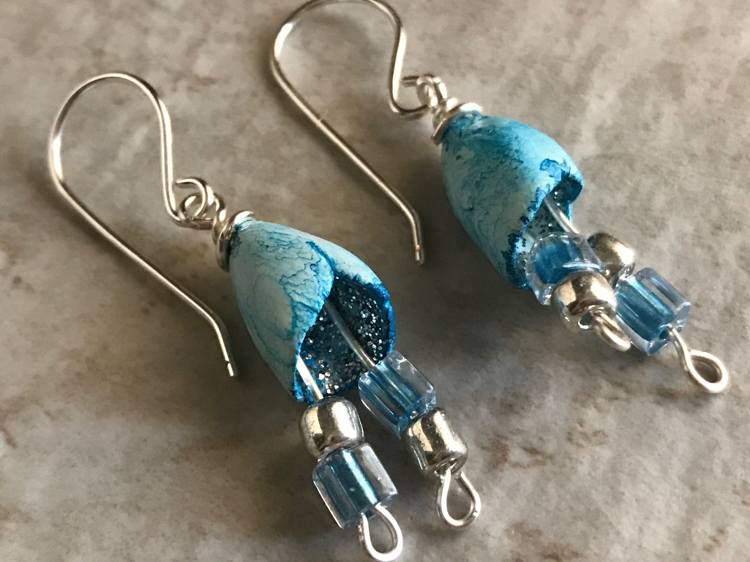 Turquoise Fairy Pod Earrings, Gypsy Boho Jewelry, Bell Earrings, Seed Pod Earrings, Wabi Sabi Earrings