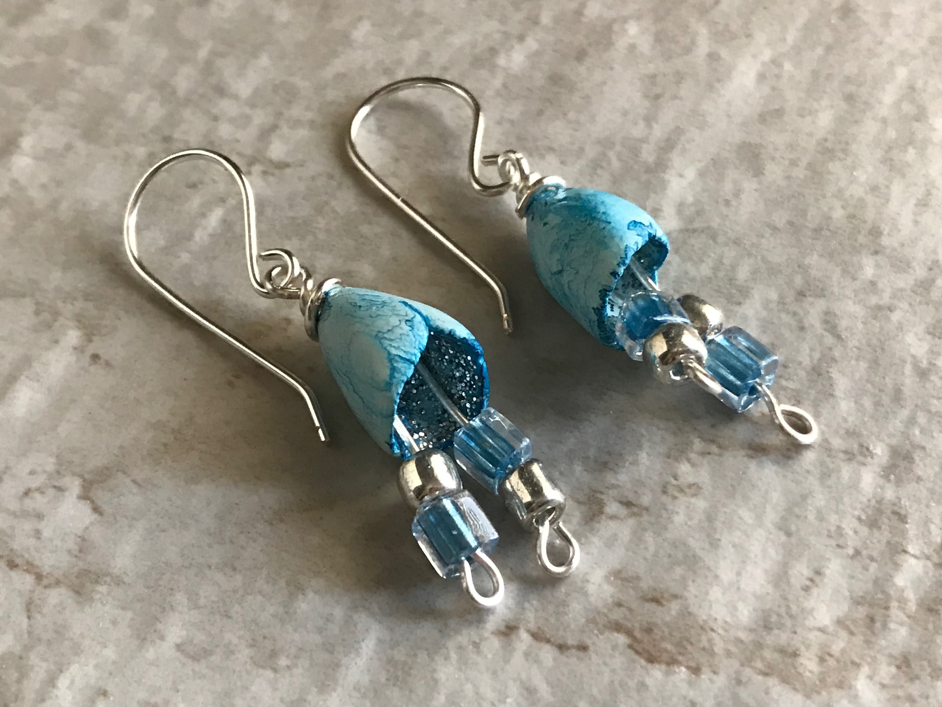 Turquoise Fairy Pod Earrings, Gypsy Boho Jewelry, Bell Earrings, Seed Pod Earrings, Wabi Sabi Earrings