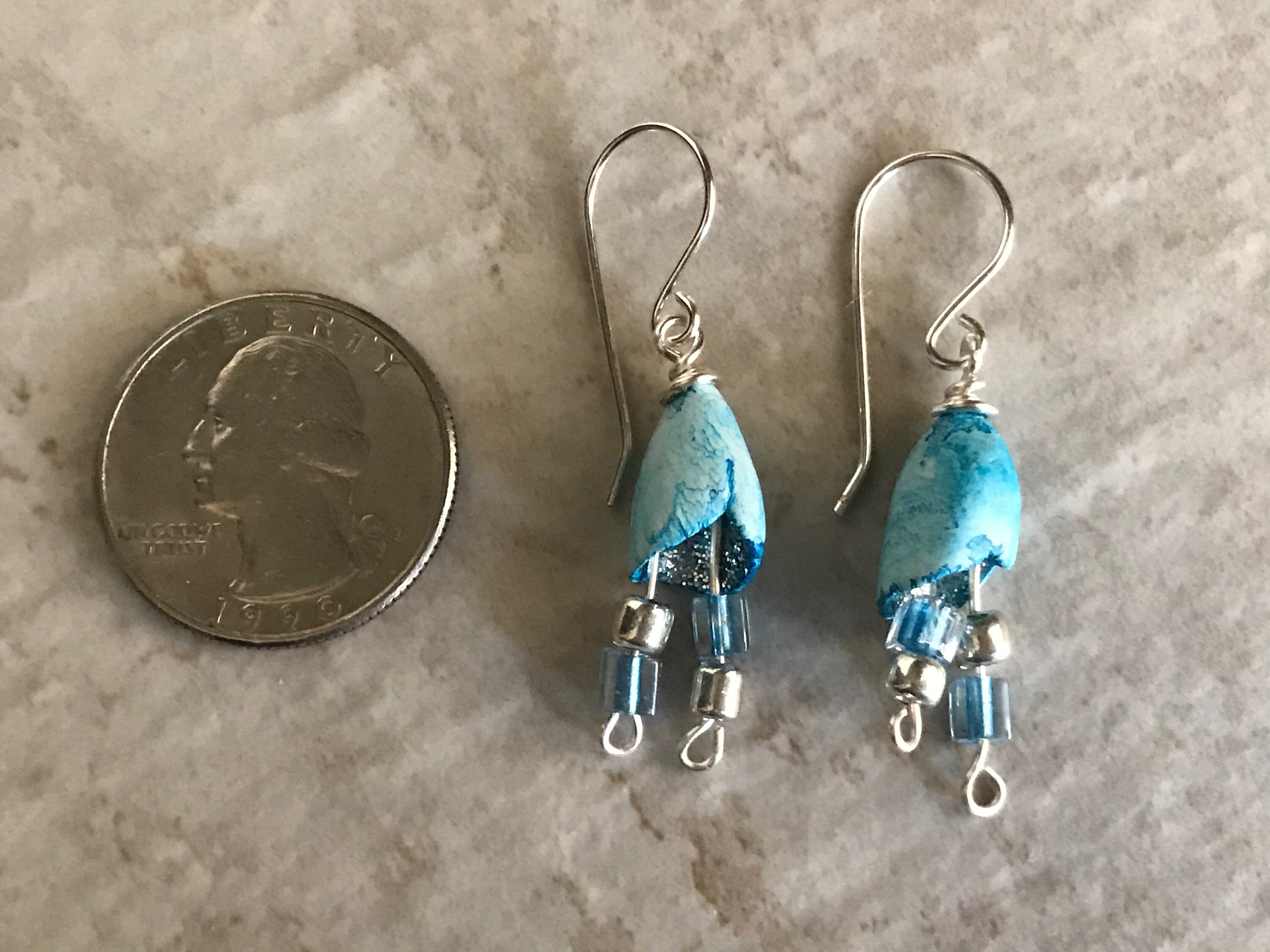 Turquoise Fairy Pod Earrings, Gypsy Boho Jewelry, Bell Earrings, Seed Pod Earrings, Wabi Sabi Earrings