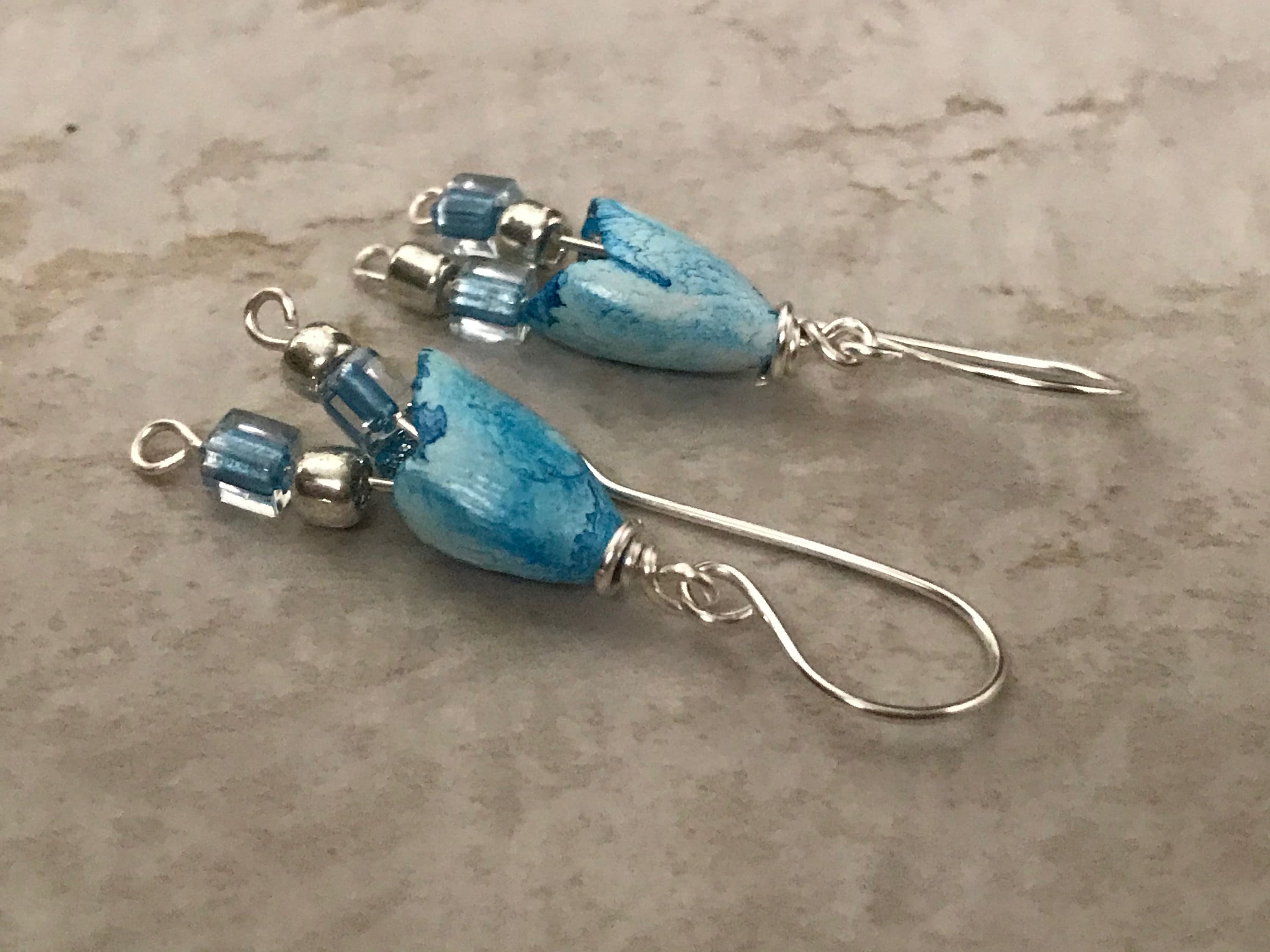 Turquoise Fairy Pod Earrings, Gypsy Boho Jewelry, Bell Earrings, Seed Pod Earrings, Wabi Sabi Earrings