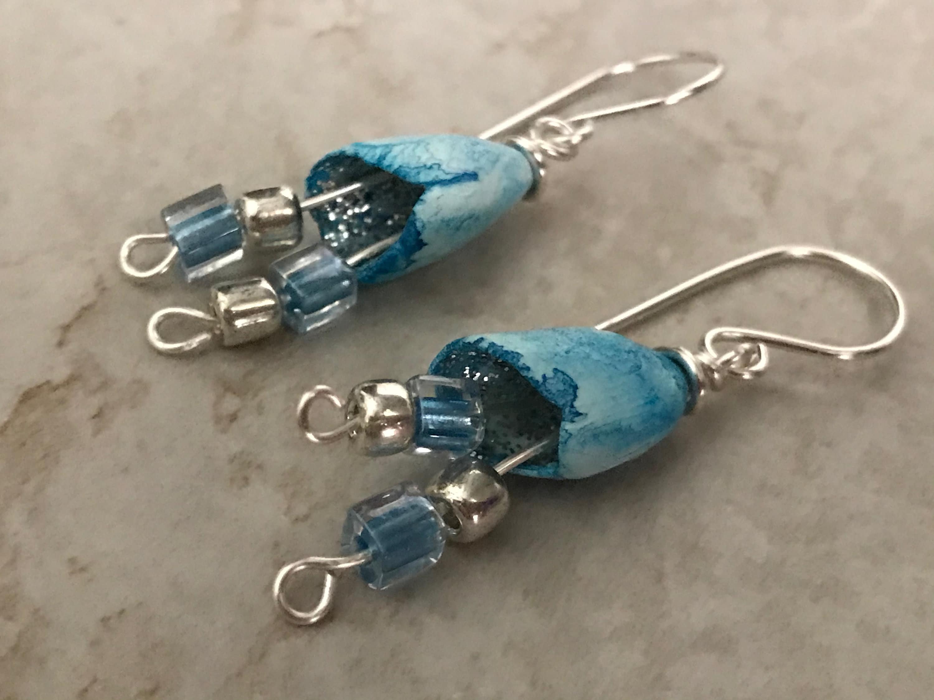 Turquoise Fairy Pod Earrings, Gypsy Boho Jewelry, Bell Earrings, Seed Pod Earrings, Wabi Sabi Earrings