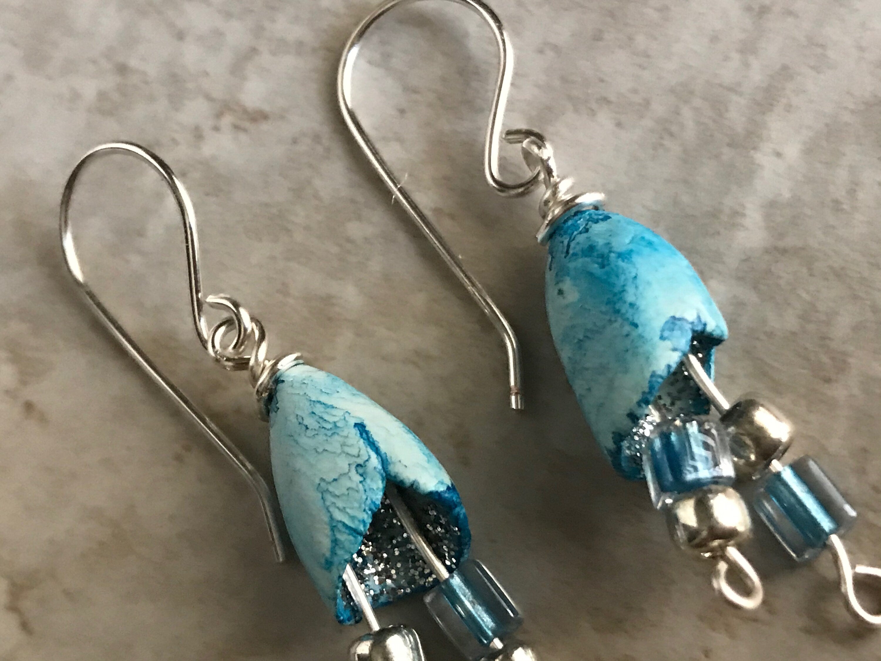 Turquoise Fairy Pod Earrings, Gypsy Boho Jewelry, Bell Earrings, Seed Pod Earrings, Wabi Sabi Earrings