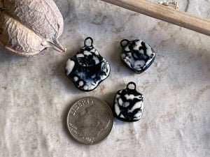 Black and White Quatrefoil Charms, Porcelain Ceramic Charms, Jewelry Making Components, Beading Handmade, DIY Earrings, DIY Beads