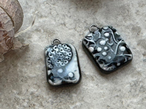 Black and White Charms, Porcelain Ceramic Charms, Jewelry Making Components, Beading Handmade
