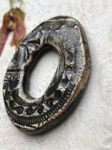 Charcoal Oval Ceramic Focal Pendant Bead