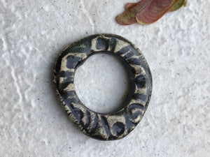 Glossy Charcoal Ceramic Focal Pendant or Bracelet Donut Bead