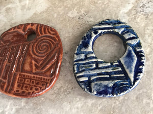 Round Ceramic Focal Pendant Beads - Various Colors