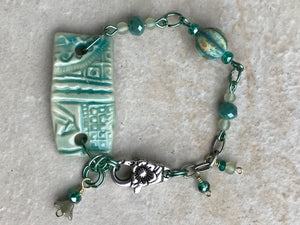 Turquoise Beaded Bracelet with Silver Accents