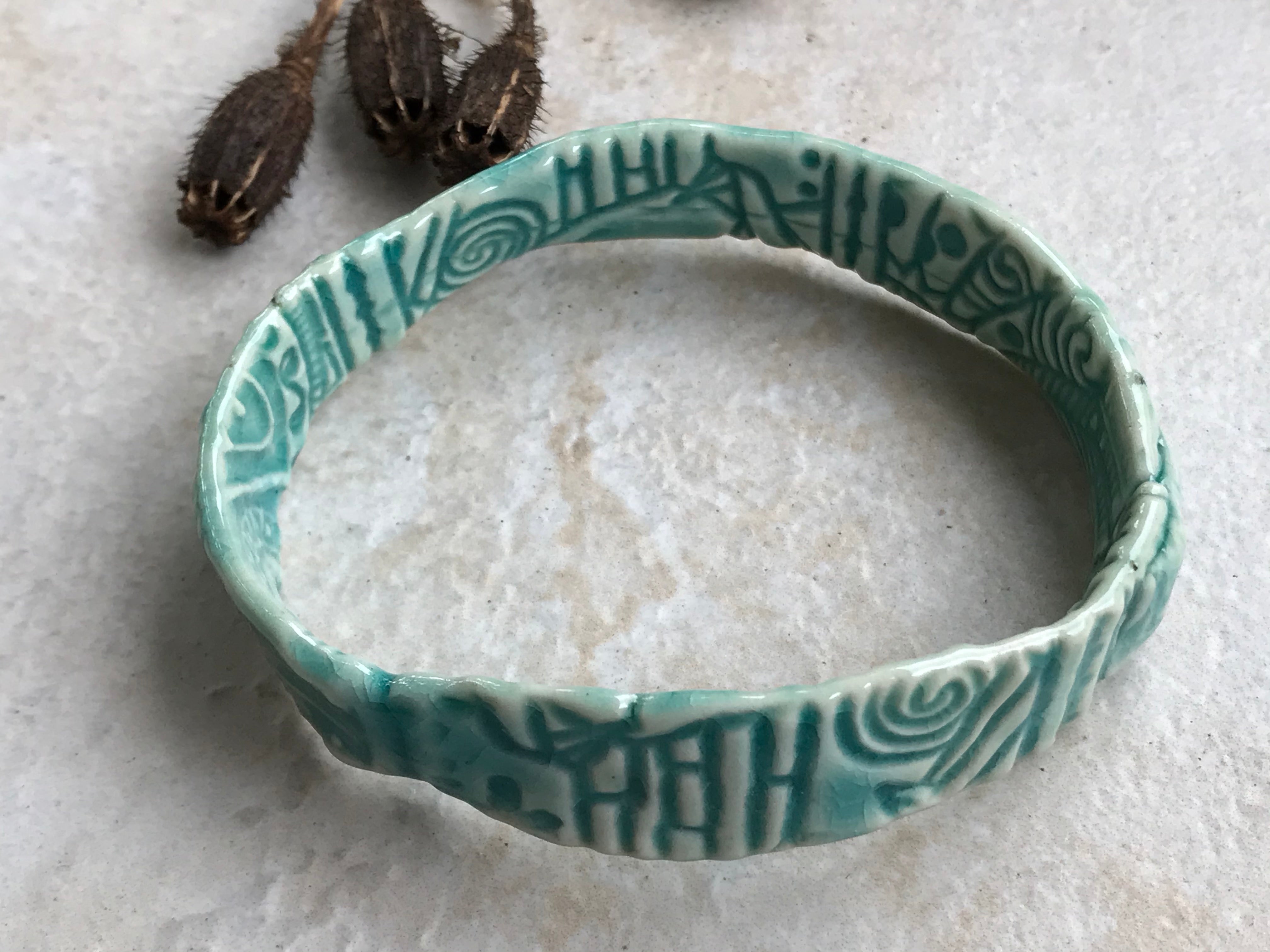 Quirky Turquoise Ceramic Bangle Bracelet