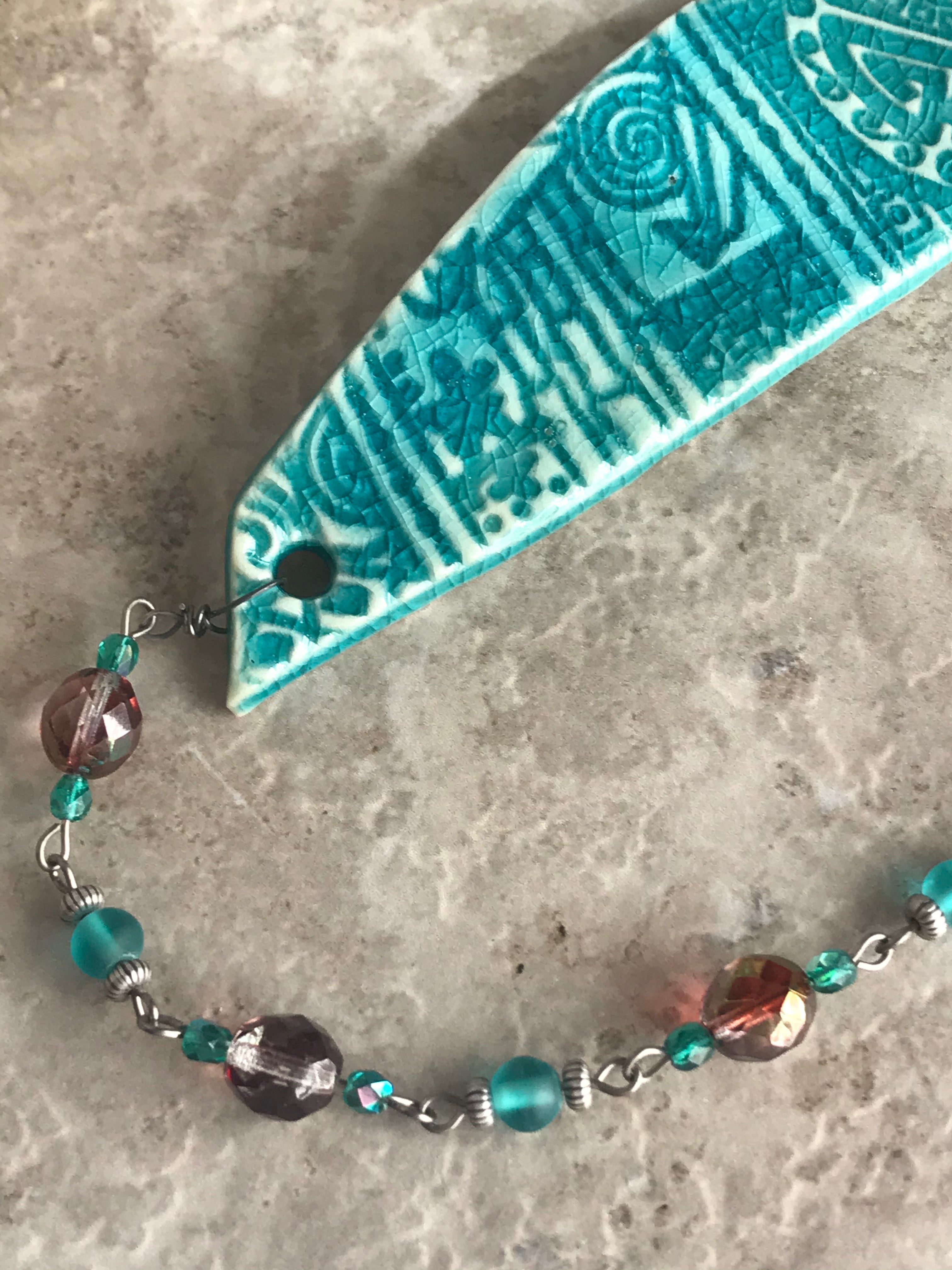 Turquoise Crackle Artisan Necklace with Czech Glass Beads
