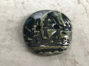 Handmade Emerald Green Button for Sewing or Jewelry Components