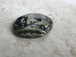 Handmade Emerald Green Button for Sewing or Jewelry Components