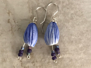 Purple Fairy Pod Handmade Dangle Earrings Beaded