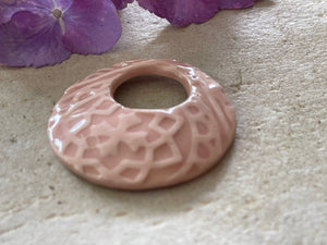 Pink Pendant, Circle Pendant, Focal Bead, Necklace Bead, Necklace Component, Jewelry Component, DIY necklace, Moroccan Pendant
