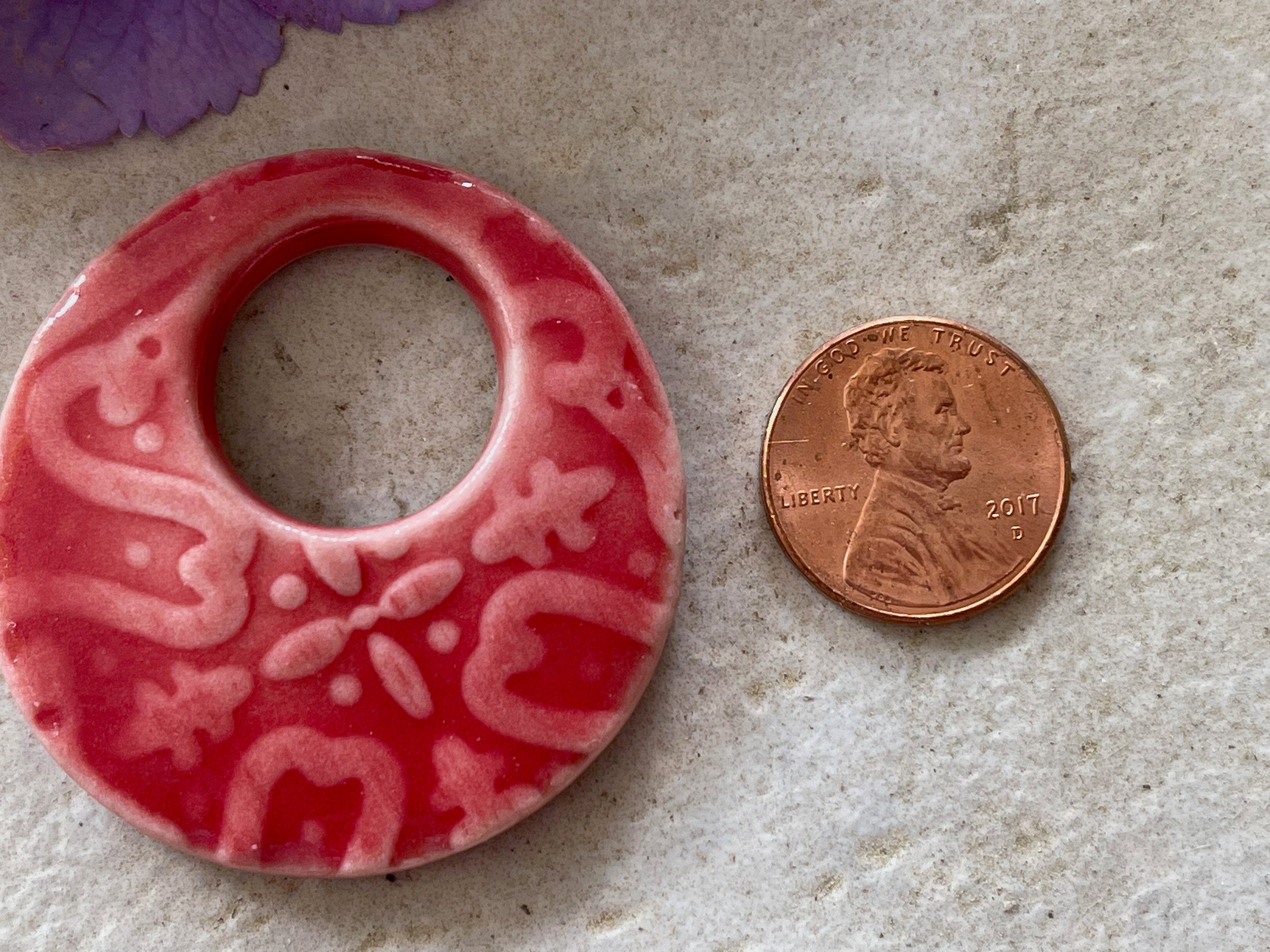 Red Pendant, Circle Pendant, Focal Bead, Necklace Bead, Necklace Component, Jewelry Component, DIY necklace, Moroccan Pendant