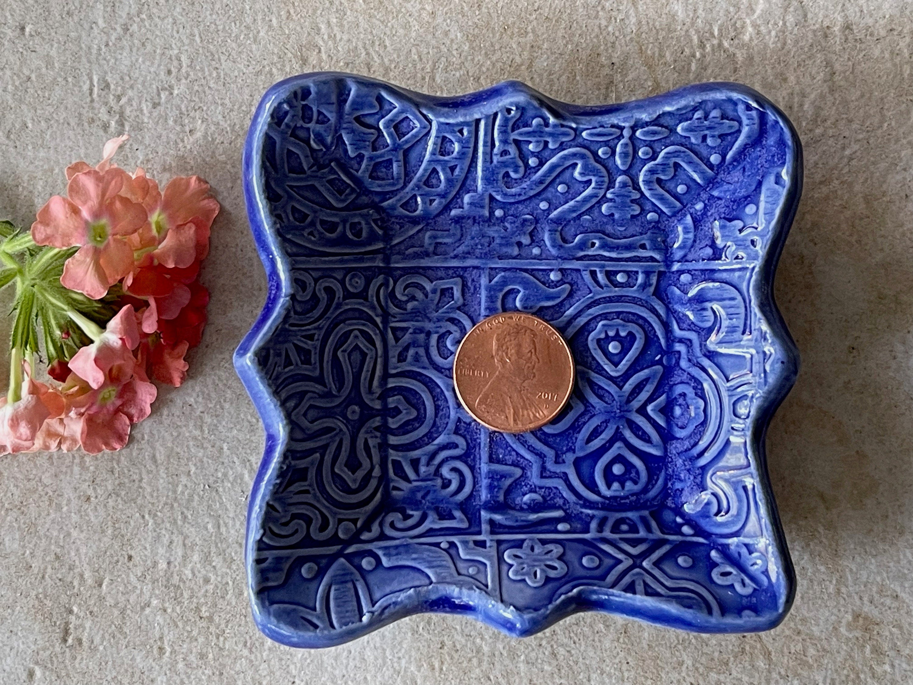 Womens Jewelry Storage, Blue Ring Dish, Contemporary Trinket Tray, Porcelain Tray