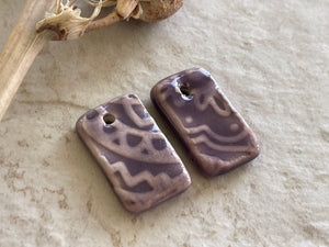 Purple Earring Beads, Porcelain Beads, Floral Earring Bead Pair, Ceramic Charms, Jewelry Making Components, Lotus Earring Beads, DIY Earring