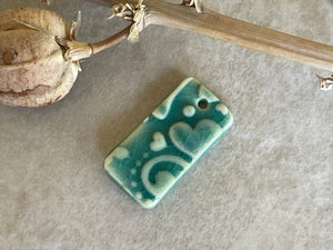 Turquoise Heart Pendant Bead, Porcelain Beads, Ceramic Charms, Jewelry Making Components, DIY Necklace Beads, Pendant