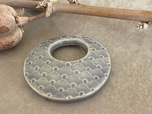 Blue Pendant, Circle Pendant, Focal Bead, Necklace Bead, Necklace Component, Jewelry Component, DIY necklace, Japanese Kimono Pattern