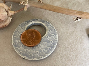 Blue Pendant, Circle Pendant, Focal Bead, Necklace Bead, Necklace Component, Jewelry Component, DIY necklace, Japanese Kimono Pattern