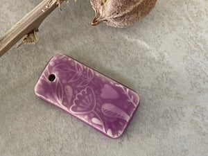 Violet Flower Pendant Bead, Porcelain Beads, Ceramic Charms, Jewelry Making Components, DIY Necklace Beads, Pendant