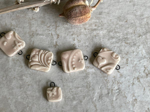 Pink Bead Set, Porcelain Beads, Hearts and Butterflies Bead Set, Ceramic Charms, Jewelry Making Components, DIY Bracelet