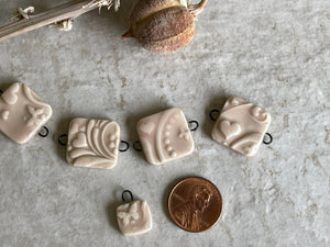 Pink Bead Set, Porcelain Beads, Hearts and Butterflies Bead Set, Ceramic Charms, Jewelry Making Components, DIY Bracelet