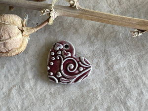 Hearts and Butterflies Necklace, Heart Pendant, Porcelain Ceramic Pendant, Heart Necklace, Stocking Stuffer