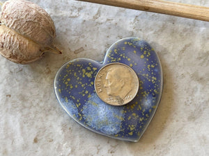 Blue and Gold Heart Pendant, Center Hole, Porcelain Ceramic Pendant, Artisan Pendant, Jewelry Making Components