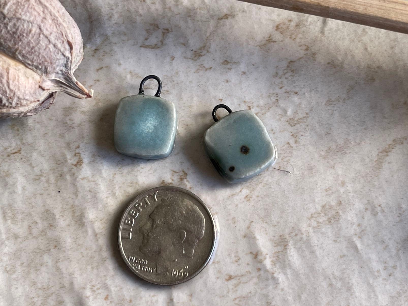 Tiny Blue Charm Set, Porcelain Beads, Flower Bead Set, Ceramic Charms, Jewelry Making Components, DIY  Beads