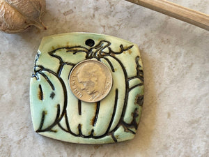 Pumpkin Pendant, Autumn Pendant, Porcelain Ceramic Pendant, Jewelry Making Components