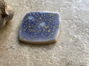 Metalsmithing Cabochon, Blue Square with Gold Flecks, Porcelain Pendant Cab, Ceramic Charms, Jewelry Making Components