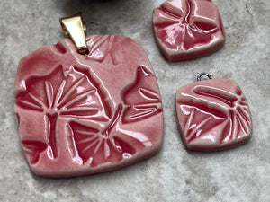 Red Ginkgo Bead, Ginkgo Pendant, Plant Lover, Bead Set, Ginkgo Jewelry, Porcelain Ceramic Pendant, Jewelry Making Components