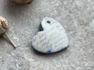 Love Poem Pendant, Purple Heart Pendant, Porcelain Ceramic Pendant, Artisan Pendant, Jewelry Making Components