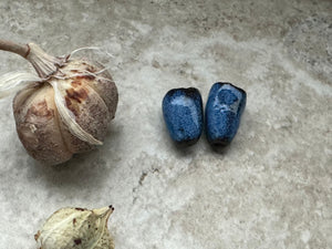 London Blue Beads, Organic Beads, Pod Earring Pair, Porcelain Ceramic Charms, Jewelry Making Components, Bell Beads, DIY Earrings