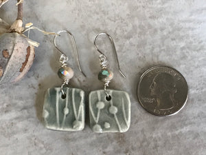 Grey Crackle Unique Dangle Earrings, Handmade Earrings with Czech Glass Beads