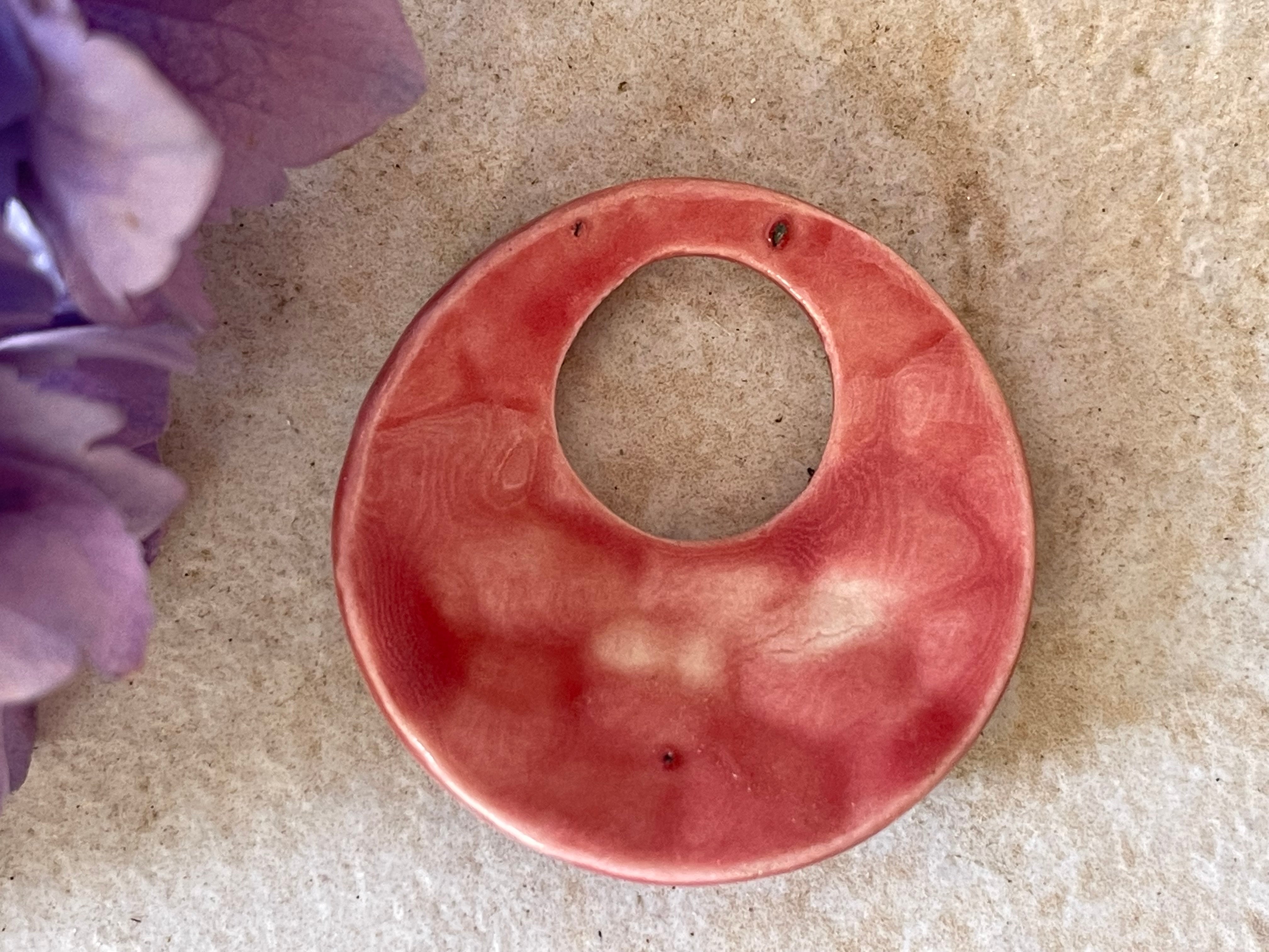 Red Porcelain Circle Pendant
