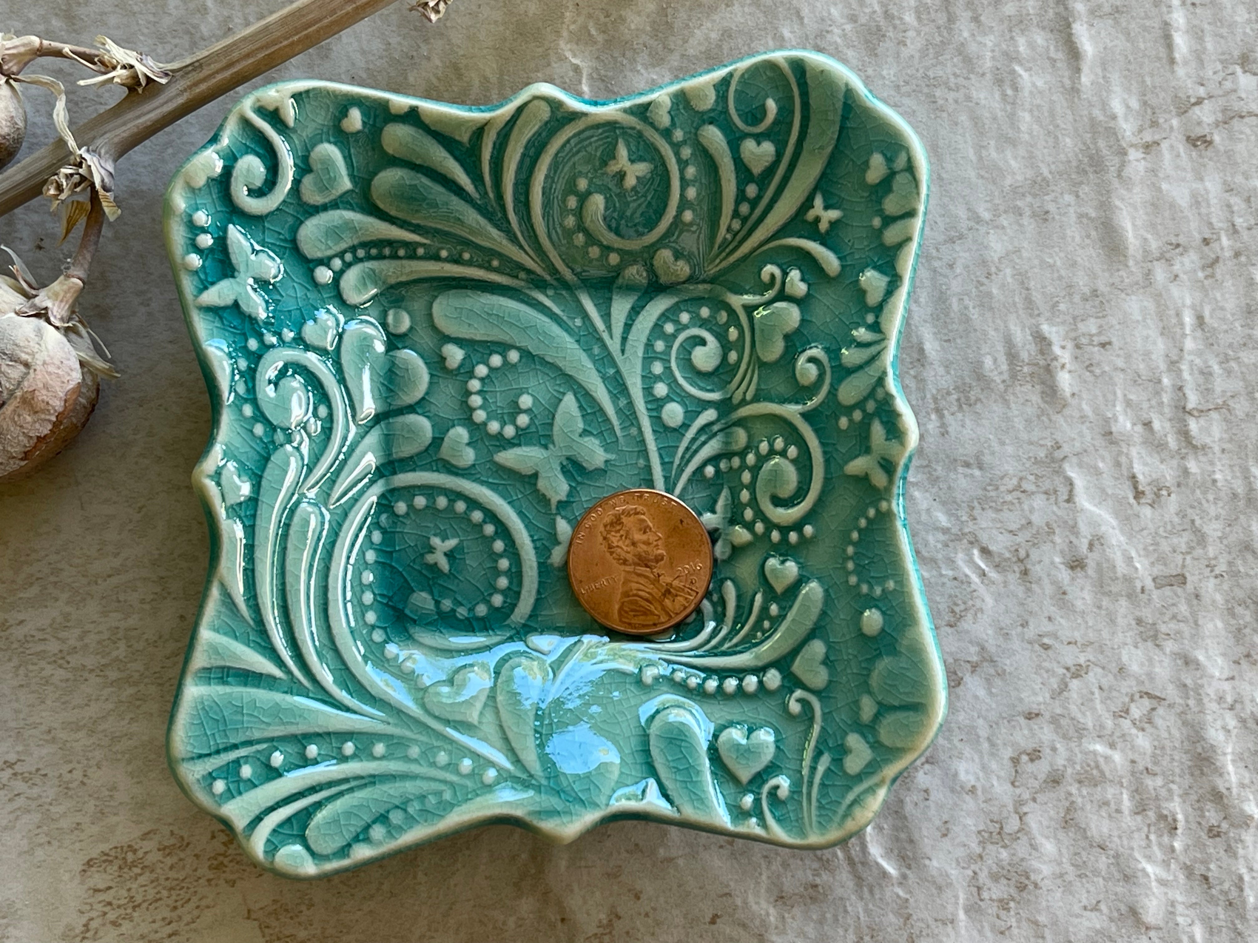 Womens Jewelry Storage, Turquoise Ring Dish, Contemporary Trinket Tray, Porcelain Tray