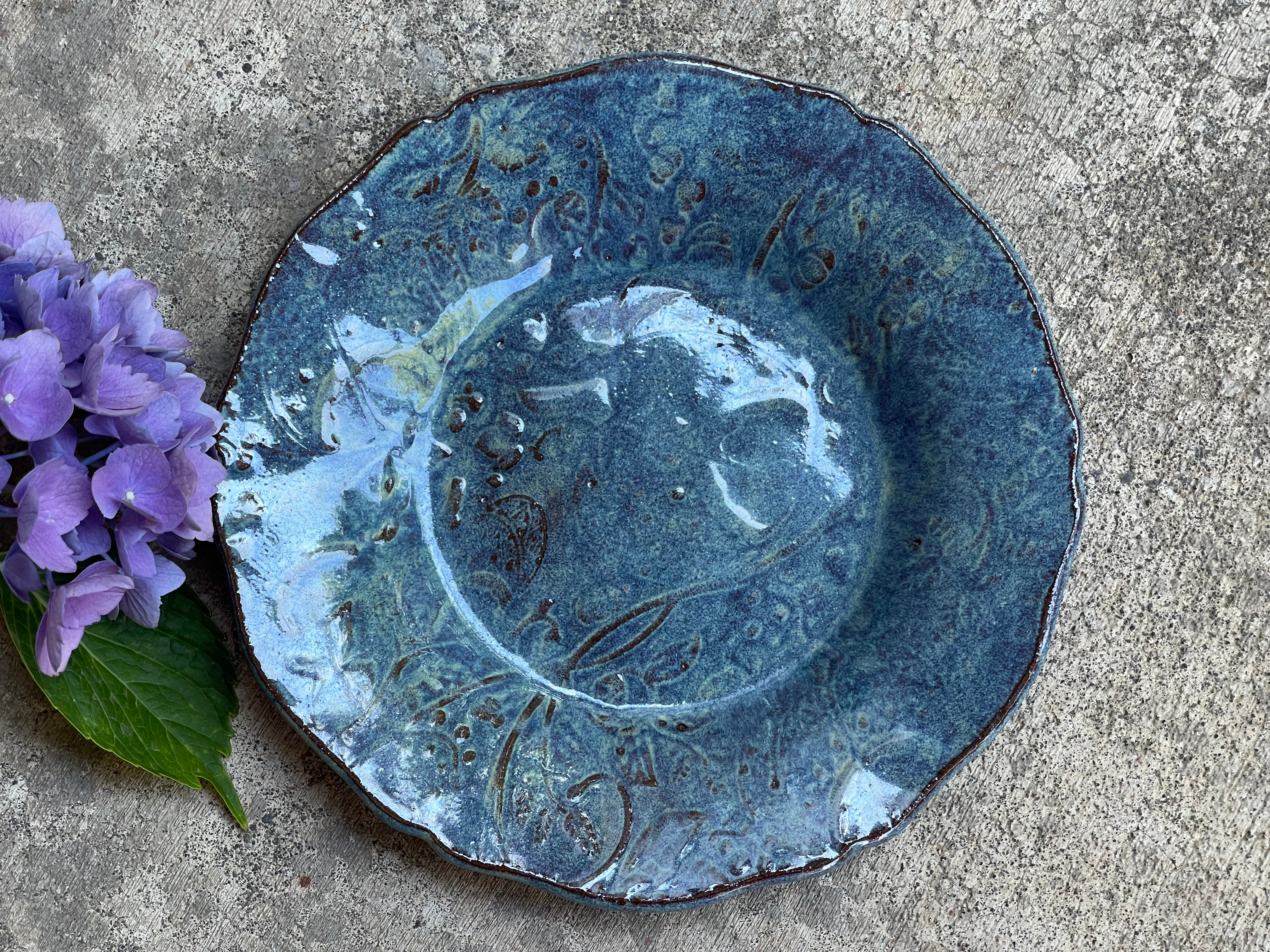 Blue Pumpkin Plate, Circle Plate, Party Platter