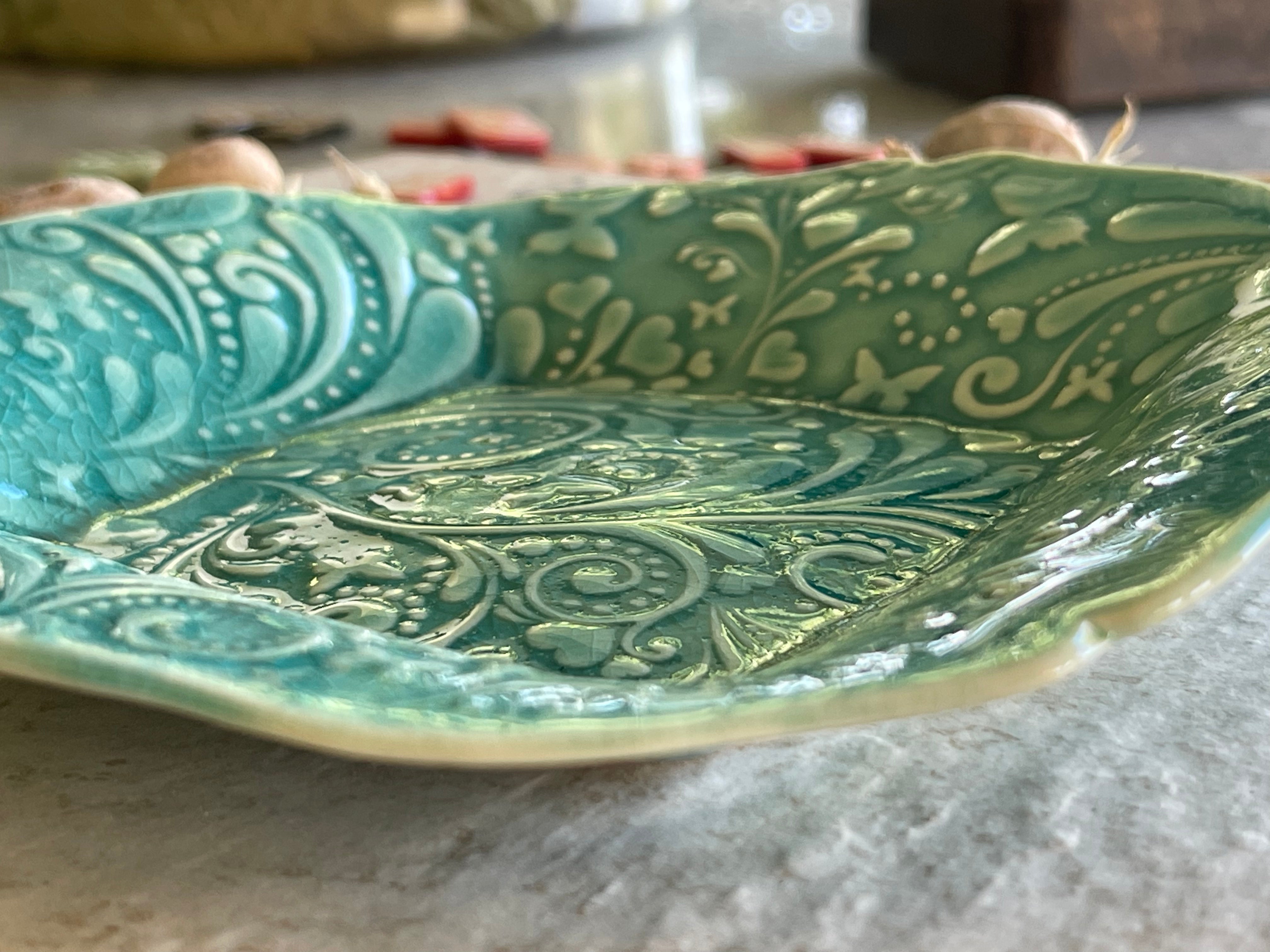 SECOND! Medium Turquoise Blue Plate, Catch All Plate, Decorative Dish