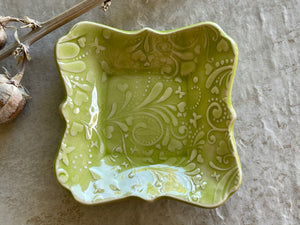 Womens Jewelry Storage, Chartreuse Ring Dish, Contemporary Trinket Tray, Porcelain Tray