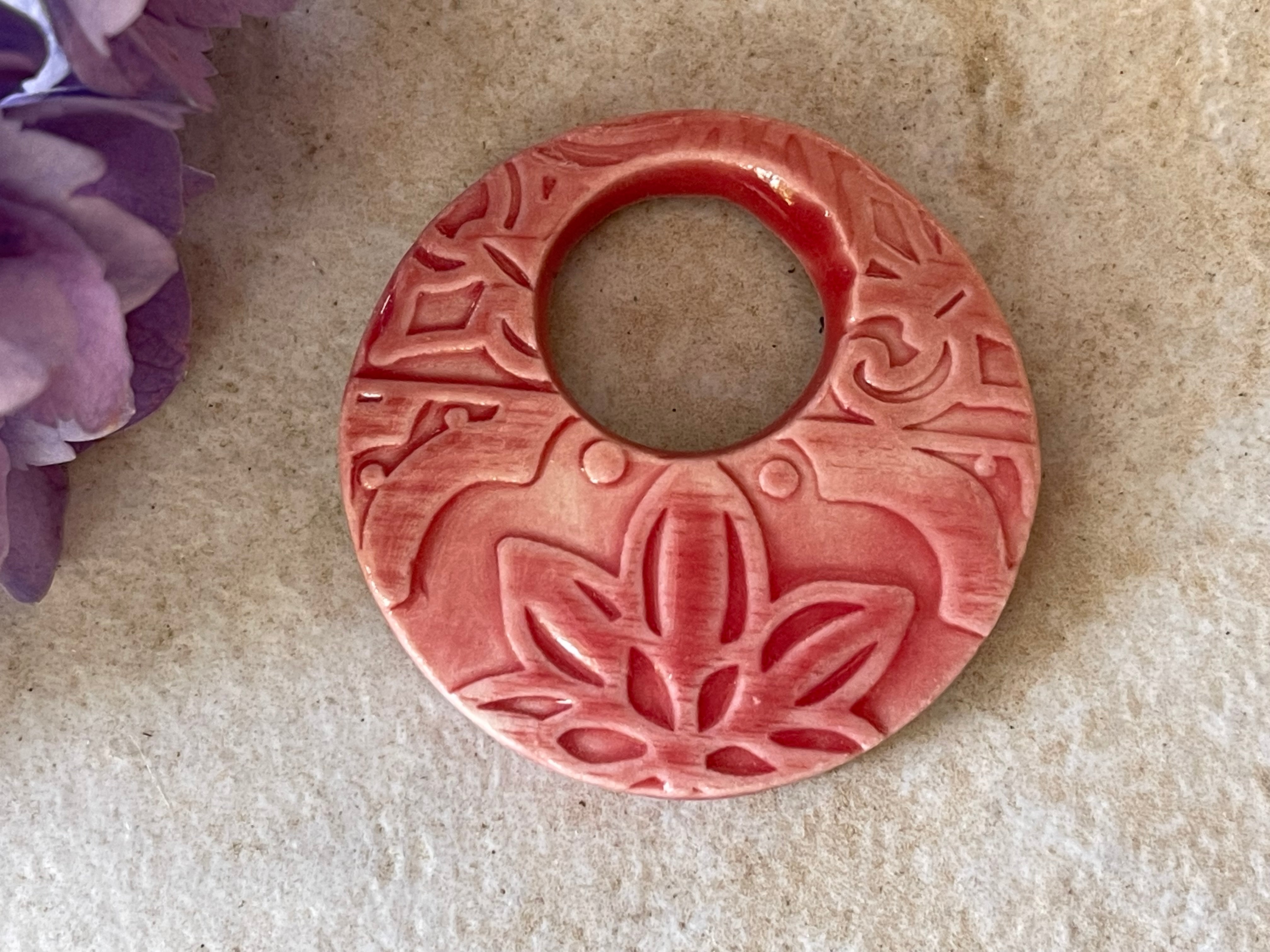 Red Porcelain Circle Pendant