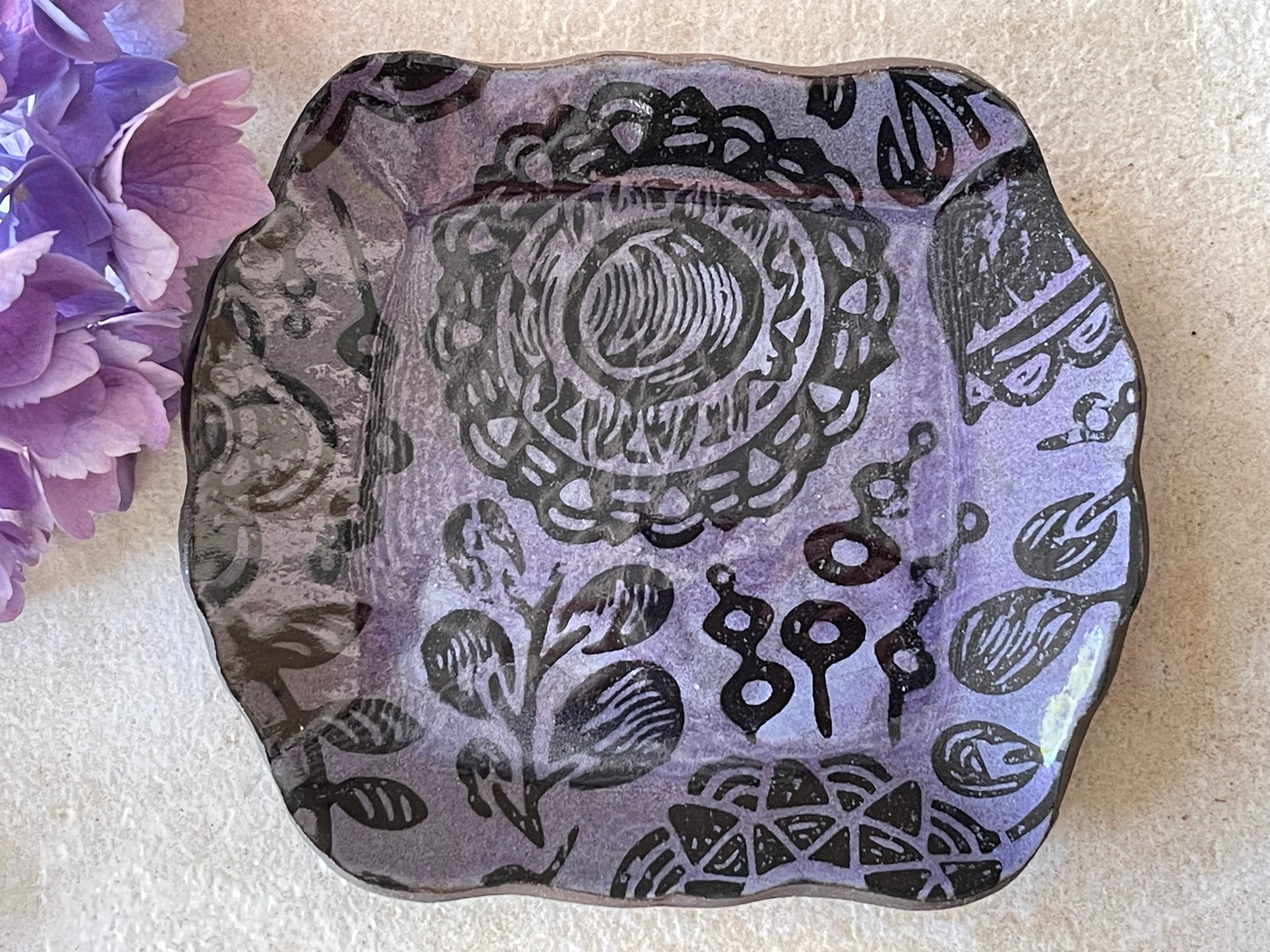 Ring Dish, Jewelry Dish, Catch All Tray, Trinket Bowl, Jewelry Tray, Trinket Tray, Decorative Dish, Purple Plate, Bread Plate